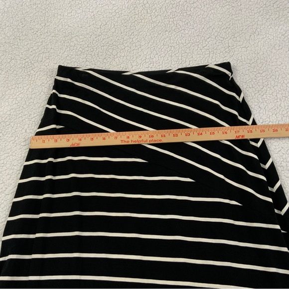 Talbots Sz M Maxi Skirt Knit Pull On Black White Stripe Elastic Waist New $79.50 - Picture 10 of 12